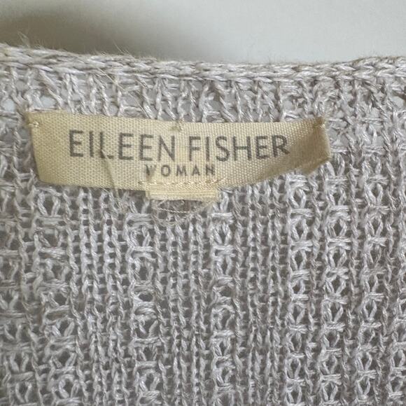 Eileen Fisher Linen Gray Cardigan Sweater Lightweight Quiet Luxury Open Front - Picture 6 of 8